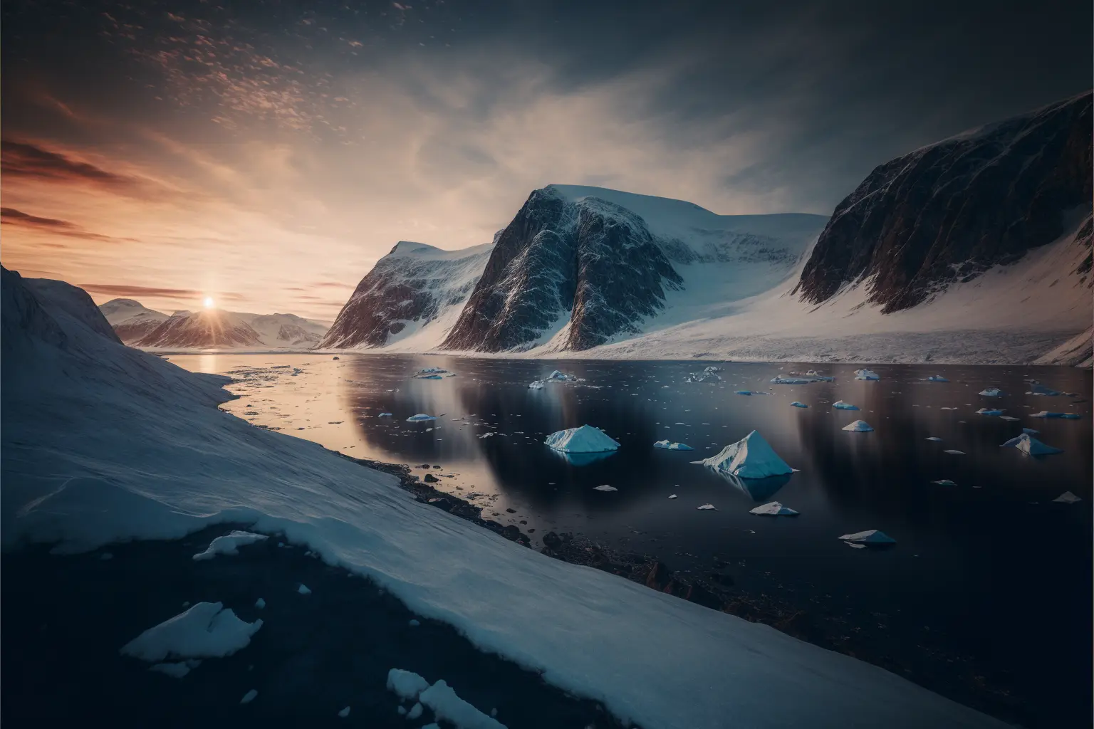 Arctic beautiful landscape, Canon RF 16mm f:2.8 STM Lens, hyperrealistic photography, style of unsplash and National Geographic